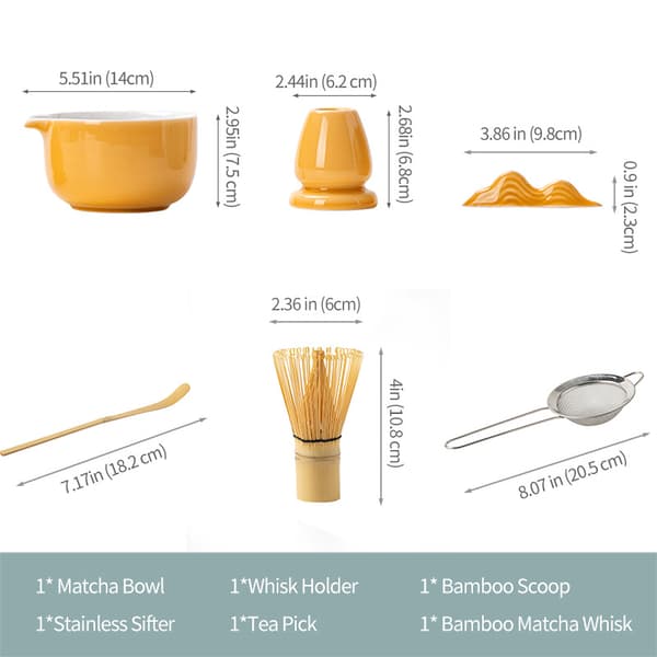 Premium Matcha Starter Kit with Bamboo Whisk, Scoop Holder, and Seven Essential Tools