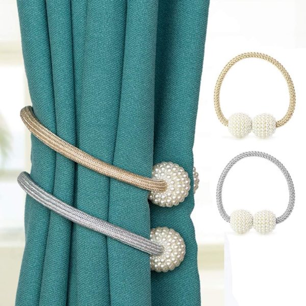4 Magnetiske Gardinholdere Gardinspenner Gardinholder for Kontor Hotell Dekorasjon - Kaffe
