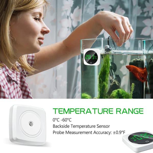 Akvarietermometer, pekskärm, exakt temperatursensor för akvarium, vattentermometer