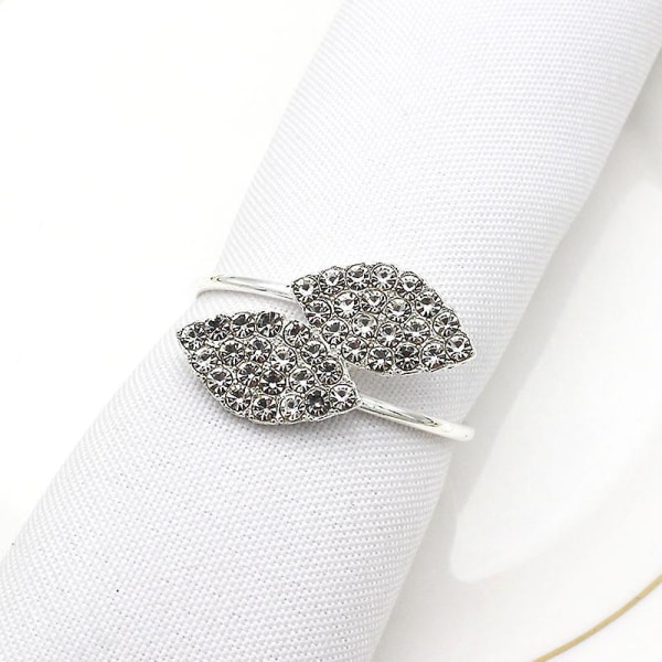 Servietringe, Servietringholder Rhinestone Diamant Servietringe Bladform Servietspænde Til Bryllup Fest Banket Middagsbord (6 stk)