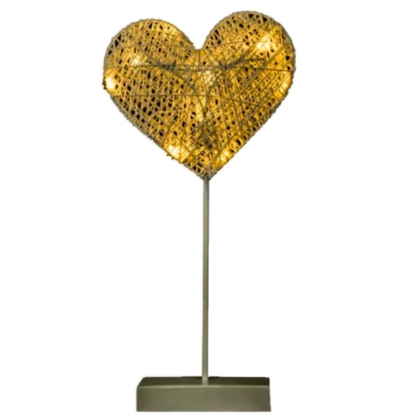 Dekorativ Bordlampe Hjerte LED Lys Bomulls Tau Nattlampe Hvit
