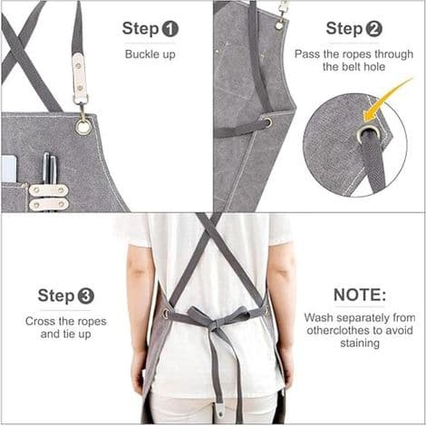 Ulisem Work Apron for Men/Women, Kitchen Tool Apron with Adjustable Strap, Canvas with 3 Pockets, Carpenter Apron for BBQ, Bakers, Carpenters