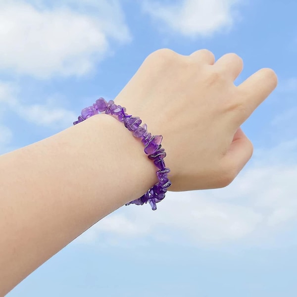 Armbånd for tenåringsjenter, uregelmessig form steinarmbånd matchende naturlig elastisk tau Damearmbånd Hånddekor
