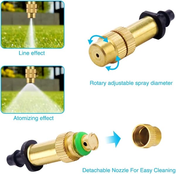 20 Pieces Copper Atomizing Nozzles, Adjustable Atomizing Nozzle, B