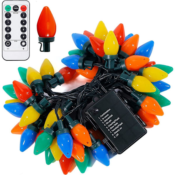 Ljus utomhus 50 LED Flerfärgad Jordgubbe Vattentäta Strängljus Julgran Inomhus Dekoration Plug in 23 Fot Använd (Flerfärgad)