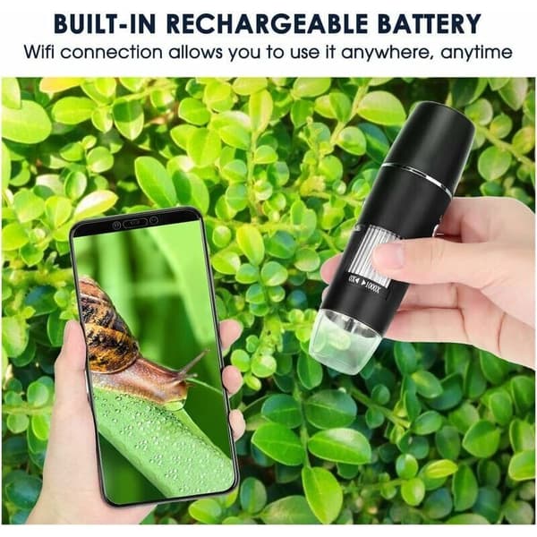 Digital Microscope, WiFi Endoscope 50X-1000X, Metal Stand, Compatible with Android and iOS Smartphones or Tablets