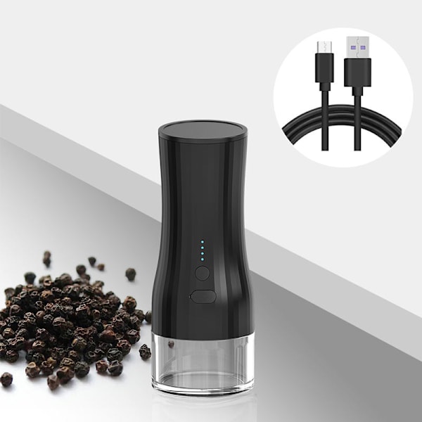 Sähköinen suola- ja pippurimyllysetti - 140 ml suuri kapasiteetti - USB-ladattava - Yhdellä kädellä käytettävä - Valkoinen valo - Säädettäv