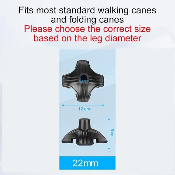 Heavy-duty cane tip, self-standing non-slip rubber foot for cane, 22 mm diameter