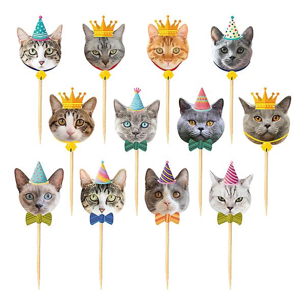 48 st Cupcake-Dekorationer för Bröllop, Födelsedag, Djurmotiv, Cupcake Toppers, Spädbarnsapp 5.2*3.3CM