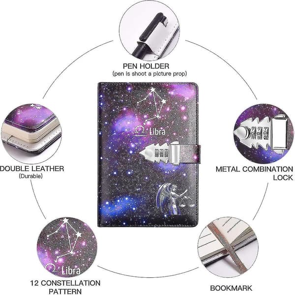 A5 Creative Password Lock Journal PU Leather Combination Lock Diary Locking Diary Notebook (Wave)