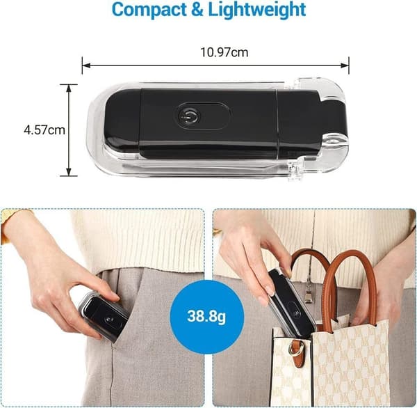 Portable USB Rechargeable LED Book Light with Clip for Reading in Bed, Adjustable Brightness, Dimmable Bookmark Lamp (Black)