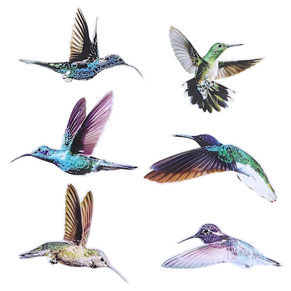 6 stk Fargerike Kolibri Vindudekorasjon Vindu Dekal For Dekor (fargerik)Fargerik20x15cm