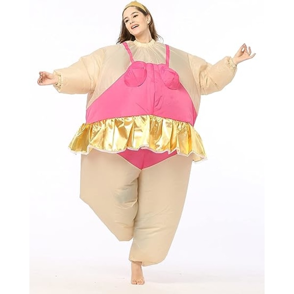 Oppblåsbar ballerinakostyme for voksen Blow Up Funny Fat Dresser Halloween Fancy Dress