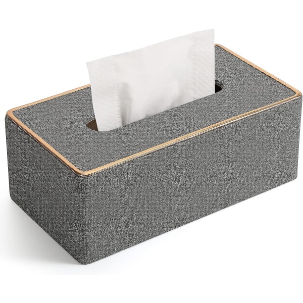 Vevboksdeksel, Lærvevboksholder Rektangulært Kleenex Boksdeksel for Hjem/Kontor/Bil Dekorasjon 9.4*25*13.8CM