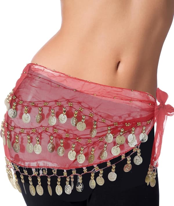 Mavedans Hofte Sød Tørklæde Paillet Wrap Pink style_name