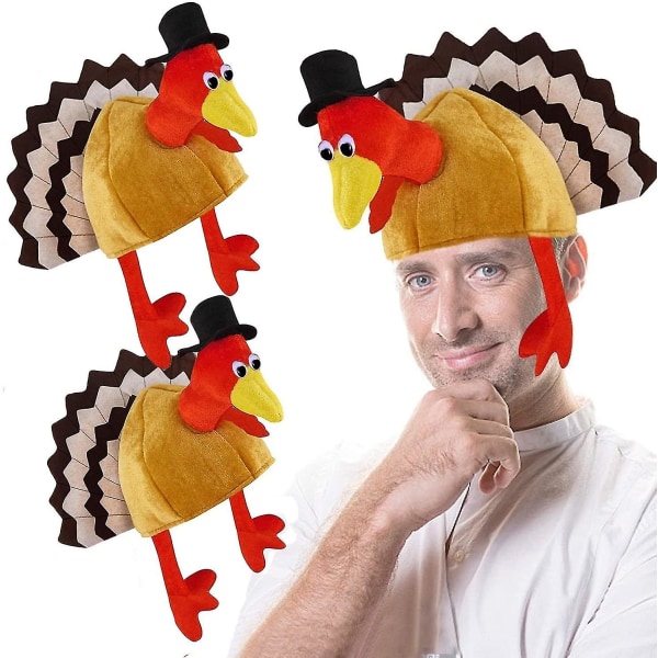 3pcs Thanks Giving Turkey Hat Adult Kids Thanksgiving Party Costume Decorations Plush Turkey Hat