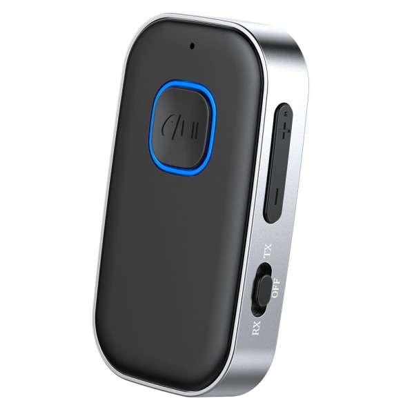 Støyreduserende Bluetooth-adapter, Bluetooth-musikkmottaker for hjemmestereo/kablede hodetelefoner/håndfri samtale, batterilevetid - svart+sølv
