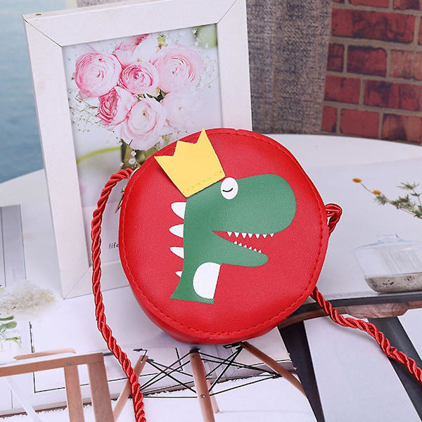 Barnflickor Cartoon Dinosaur Axelväska Crossbody Väska PU Läder Satchel Liten Tote Myntplånbok Gul