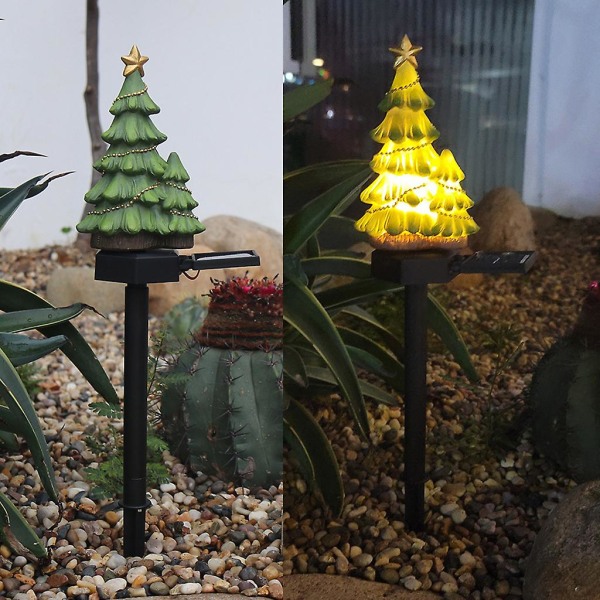 Aurinkoenergialla toimiva joulukuusi LED-valaisimet vedenpitävät maisema nurmikko yövalo ulkovalo patsas koristelu