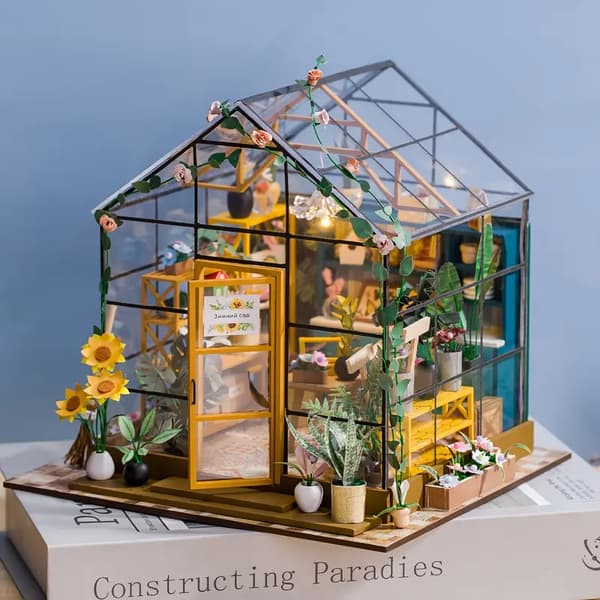 DIY Trähusdockskit med Möbler - Miniatyr 3D-Pussel för Heminredning