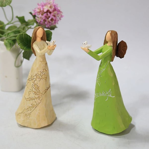 Sød Mors Dag Ornament Mikrolandskab Statue Gave Harpiks Håndværk Skrivebords Have Have Dekoration Grøn Bælte Blomsterpotte