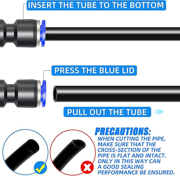 10 st blå 4 mm OD raka push-to-connect-kopplingar (PU-4)