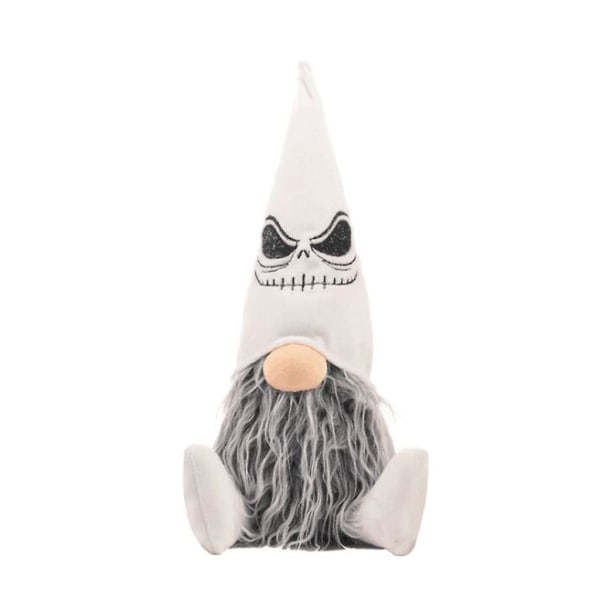 Halloween Gnome Handgjord Tomte Svensk Gnome Sittande Nisse Skandinavisk Gnome Ornament Bordsdekoration PresentVit