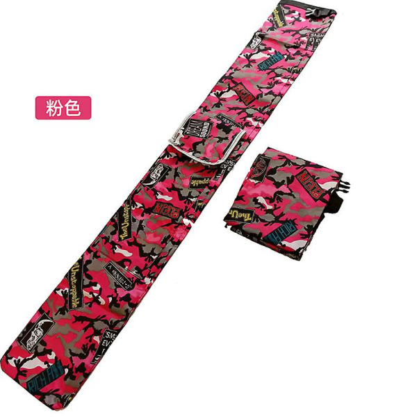 Fiskestångsförvaringsväska för utomhusbruk, hopfällbar, för fiskeutrustning, rosa, 120x19,5 cm