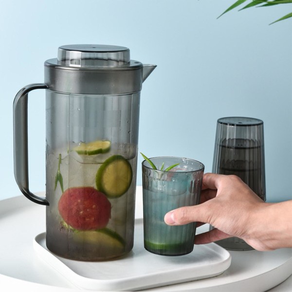 Kall vattenkokare med 2 koppar, kylskåp kall vattenkokare, frukttekanna lemonad dryckesbehållare för kök Coffee