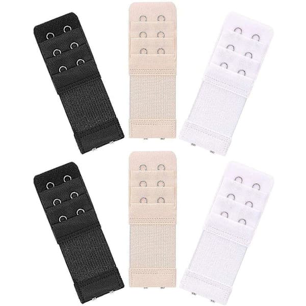 3-pack bra extenders - Black, White, Beige - 2 hooks multicolor