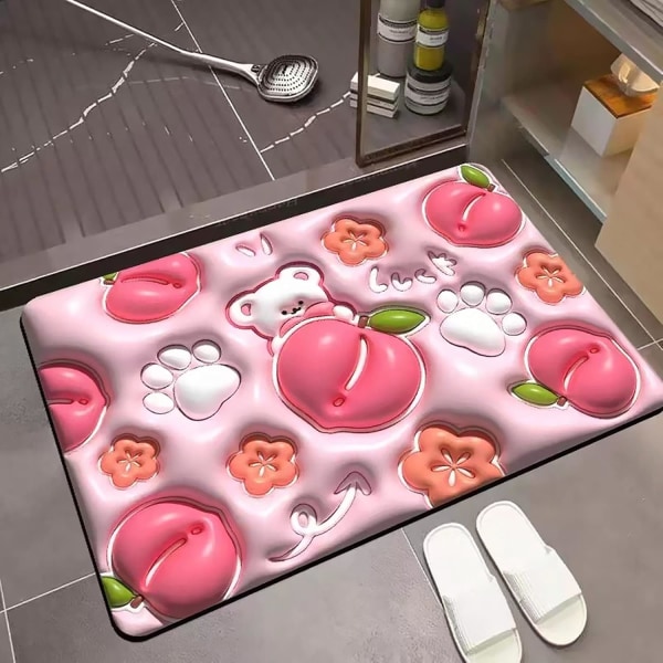 Nye 3D visuelle badeværelsestæpper skridsikre, lette at rengøre Hurtigtørrende gulvmåtte til dit badeværelse,