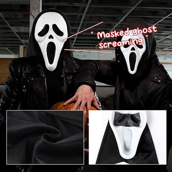 Halloween Scream Maske, genanvendelig, perfekt til Halloween spøgelseshuse og gyserrollespil