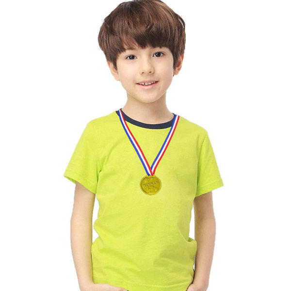 48 stykker Barn plast medaljer hengende Leker Golden Games medaljer kobber sølv leketøy festgave