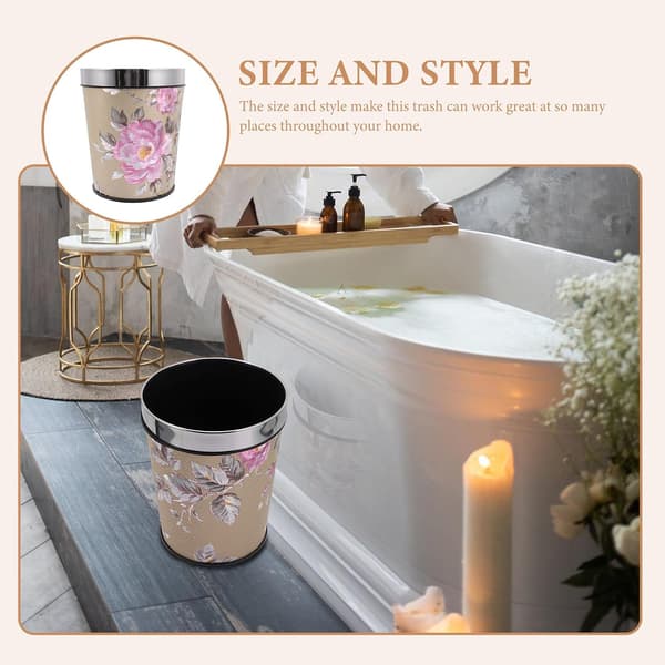 Decorative Waste Bin with Unique Pattern Design 6L Retro Style Reusable Household Trash Can