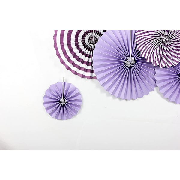 Sæt af 6 Papirblomster Fans Rumindretning Til Festligheder Bryllup Fødselsdag Kombination Violett