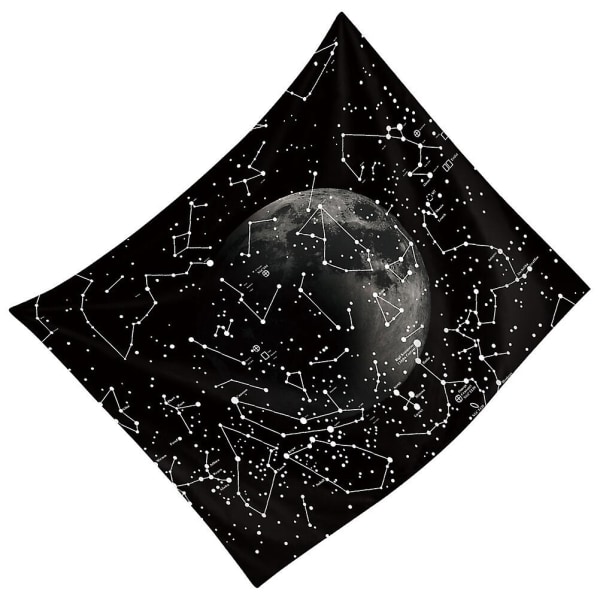 Måne Tapestry Strandhåndklæde Multifunktionelt Hænge Tæppe Konstellation Tapestry Sort 90X75cm