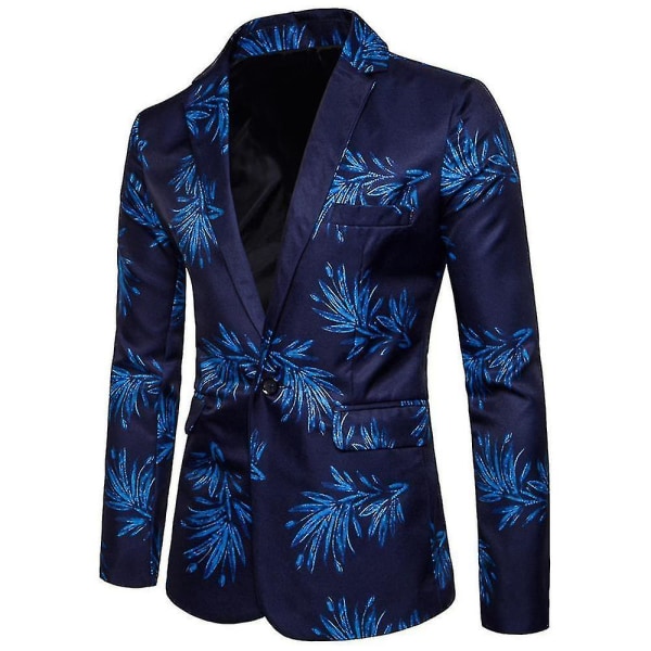 Mænd afslappet trykt formelt slid Lapel Neck Blazer Suit Outwear jakke