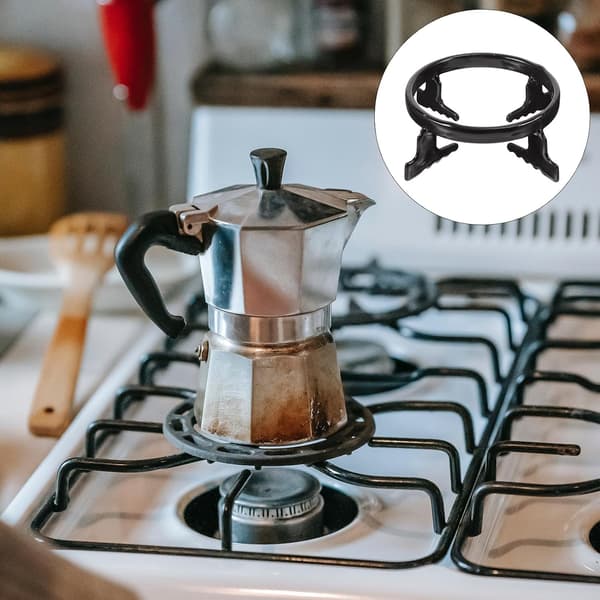 Gas Stove Rack Coffee Pot Rack Iron Smooth Surface Stable Placement Black for Home Use