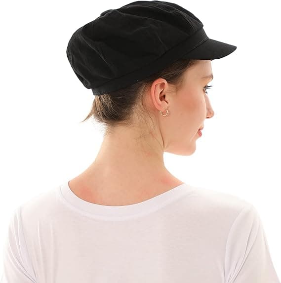 Baker Boy Hat til Kvinder med Skygge, Justerbar Ensfarvet Flat Cap til Damer