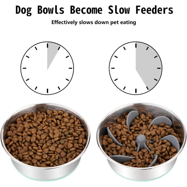 Slow Feeder Hundeskåler Innsats Super Fast Slow Eating Bowl [Kuttbar] for små raser og mellomstore hunder kompatibel