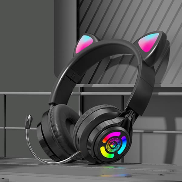 Black, Wireless Headphones with Microphone for PS4, PS5, XBox, PC