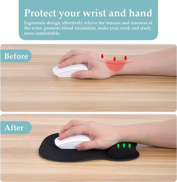 Musematte med ergonomisk håndleddsstøtte, musematte med minneskum Fi