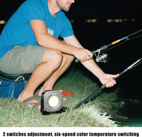 Magnetisk arbeidslampe - 2400LM sterk LED, 360° justerbart hode, sterk magnetisk base og krok for bilreparasjon, camping, konstruksjon, verksted grå grey