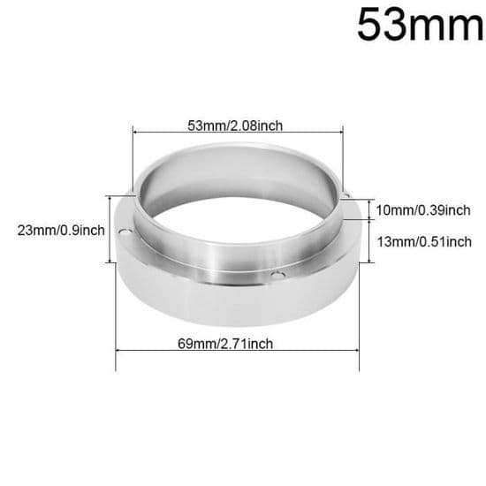 Solid Wood Handle 51, 53, 58 mm, Coffee Needle Dispenser, Powder Leveling Tool, Silver Color, 53 mm Ring