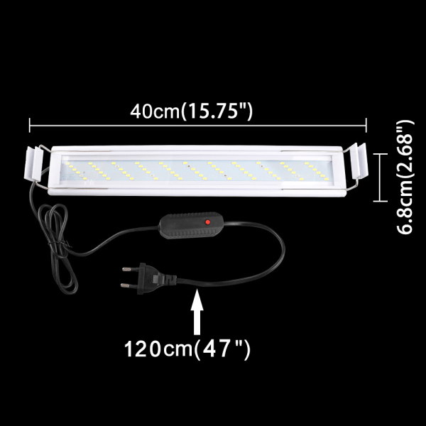 Kiinnitettävä Akvaario Mini LED-valo Akvaariolamppu EU-pistoke 220V -40cm-Johdon pituus 120xm-16W