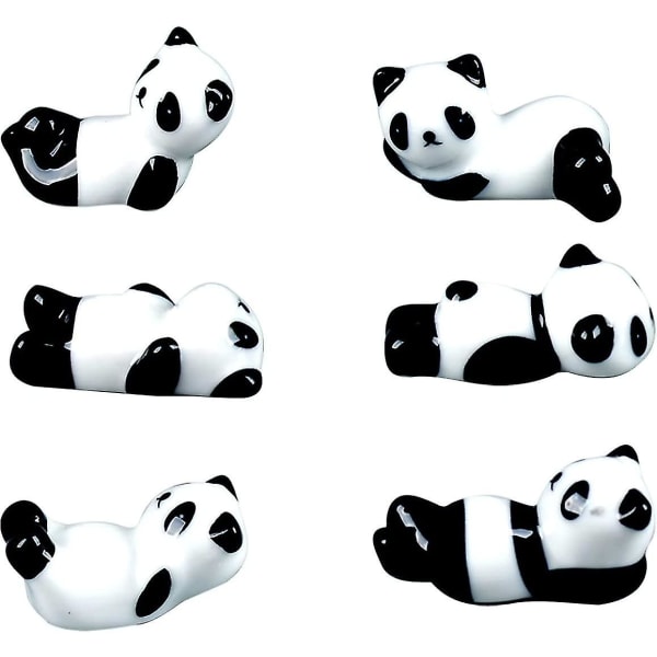 6 stk Søte keramiske Panda Spisepinner Rest Rack Stand Holder For spisepinner. Keramiske spisepinner Stand Rest Rackgave til gutter, jenter, barn