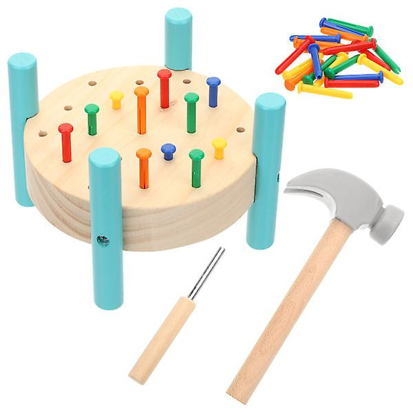1 Set Träspikar Hammare Lekset Trä Baby Verkstad Hammare Lekset 19x19cm 19x19cm