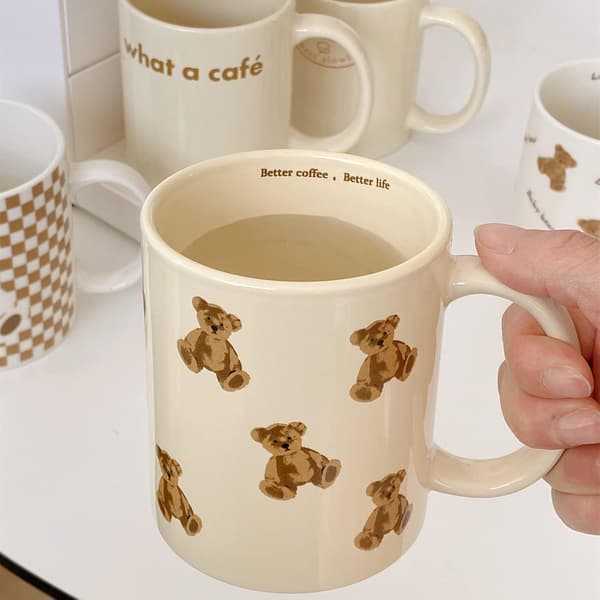Cute Cartoon Bear Coffee Mug 350ml, Vintage Ceramic Cup Gift[JUN]