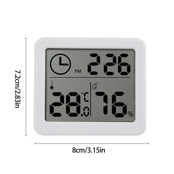 3,2 tommer Digital Temperatur- og Luftfugtighedsmåler Ur Soveværelse Hygrometer Hvid