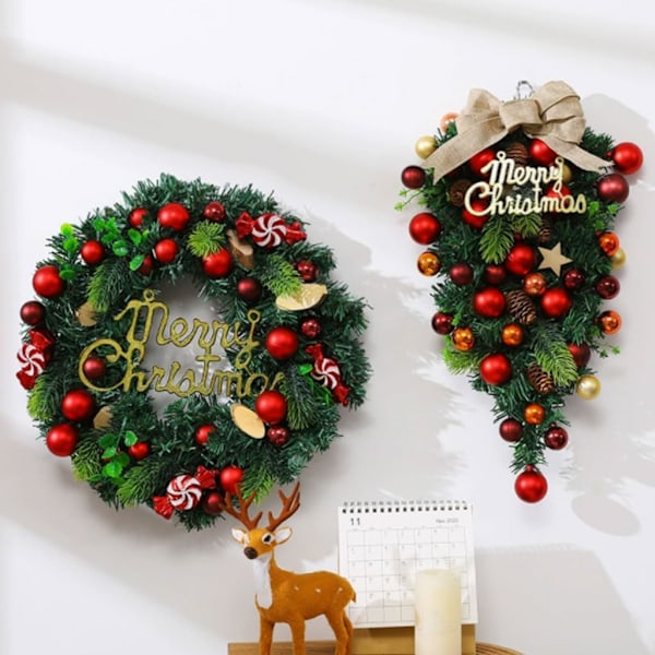 2 kpl Joulukranssi Etuoveen Merry Christmas Kranssi Joulupallokranssi Makeiskranssi Ovikoriste